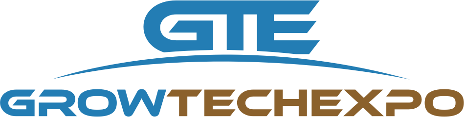GTE Grow Tech Expo logo in blue and brown.